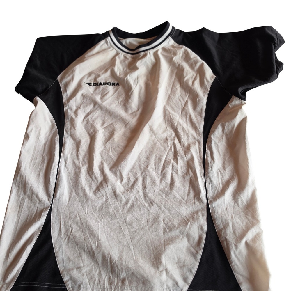 Diadora Mens Soccer Jersey White Black Short Sleeve Number 7 Graphic Size L